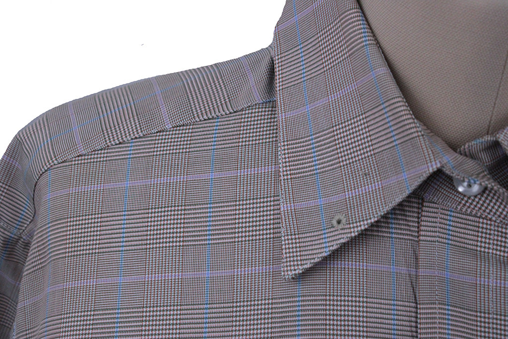 Shirt Becker Brothers Peach with Aqua and Purple Windowpane