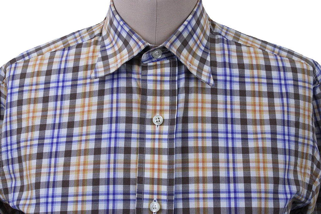 Shirt Becker Brothers Brown, Yellow, and Blue Plaid