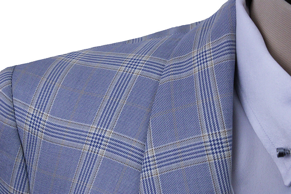 Day Coat Becker Brothers Light Blue Glenplaid with Yellow Windowpane