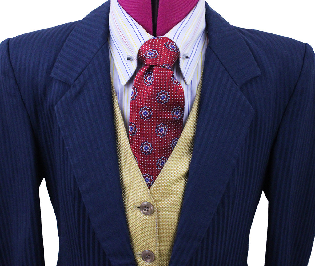 Day Suit Marsha DeArriaga Medium Blue Thin Shadow Stripe
