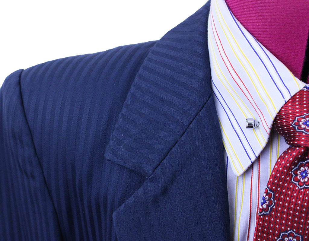 Day Suit Marsha DeArriaga Medium Blue Thin Shadow Stripe