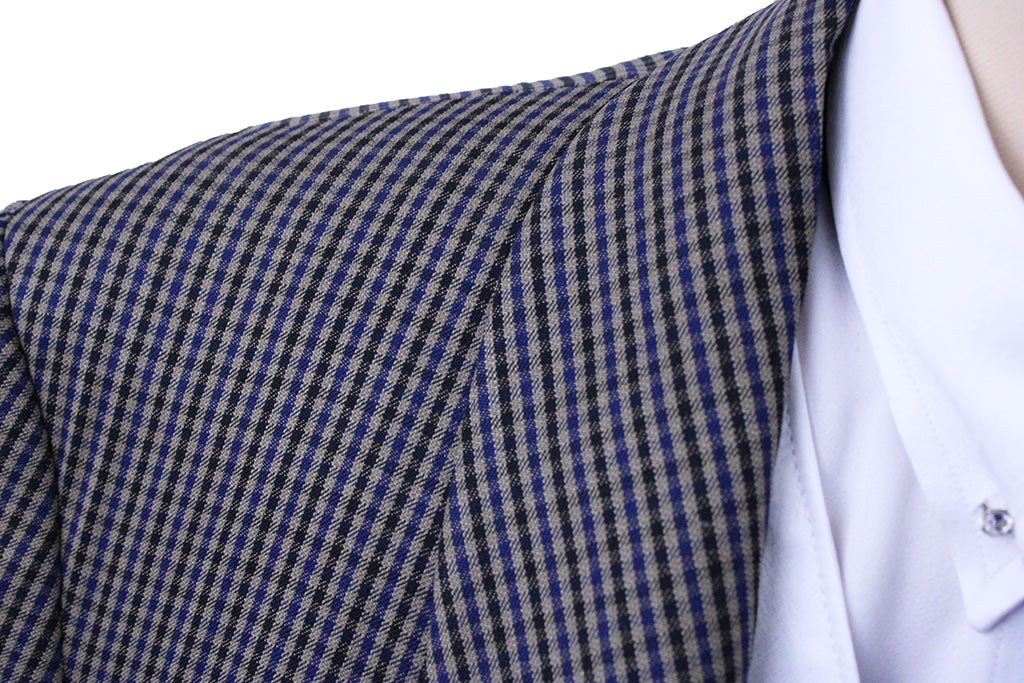 Day Coat Carl Meyers Taupe with Royal Blue and Midnight Houndstooth