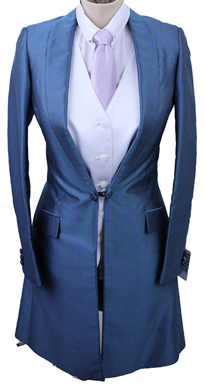 Day Coat DeRegnaucourt Teal Blue with Lime and Purple Geometric Brocade