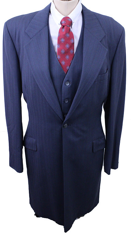 Men's Suit Chavez Cadet Blue Herringbone with Maroon Pinstripe