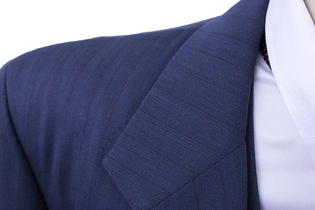 Men's Suit Chavez Cadet Blue Herringbone with Maroon Pinstripe