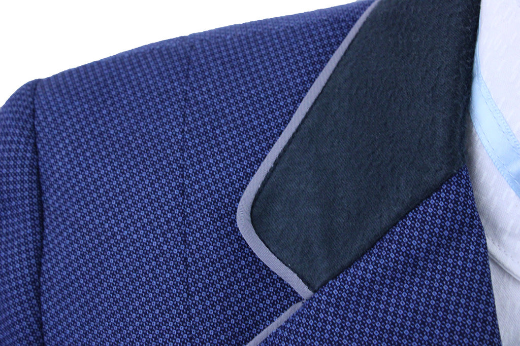 Hunt Coat Issued By Ellie May Blue Dot with Silver Piping