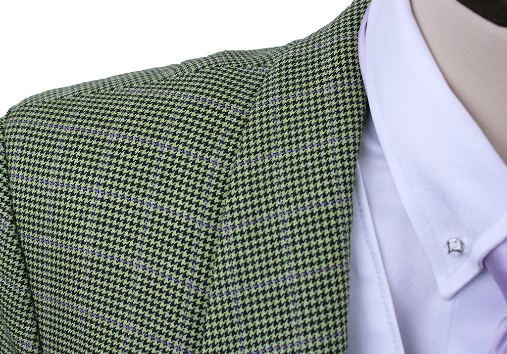 Day Coat Marsha DeArriaga Green Houndstooth with Purple Windowpane