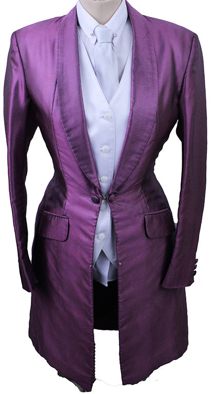 Day Coat Marsha DeArriaga Berry and Black Mini-Geometric Sheen