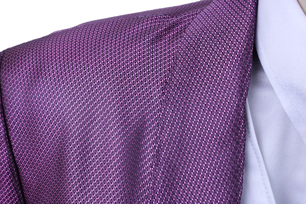 Day Coat Marsha DeArriaga Berry and Black Mini-Geometric Sheen