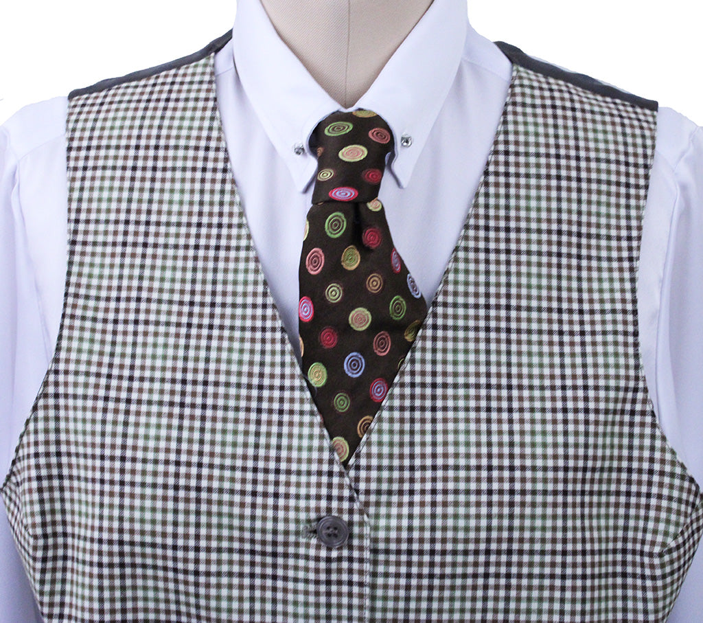 Vest Becker Brothers Tan with Brown and Sage Plaid