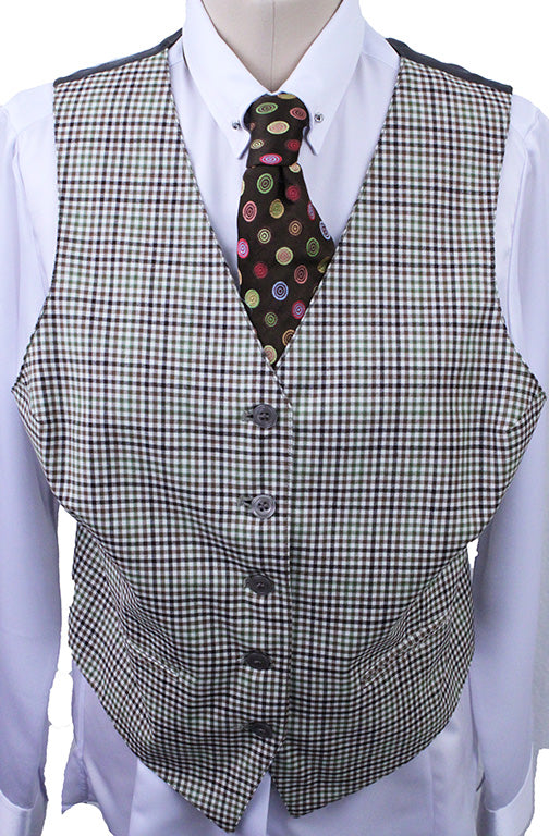 Vest Becker Brothers Tan with Brown and Sage Plaid