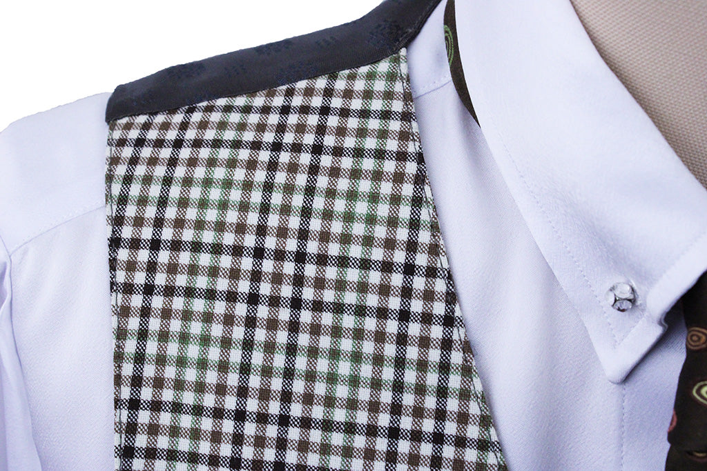 Vest Becker Brothers Tan with Brown and Sage Plaid