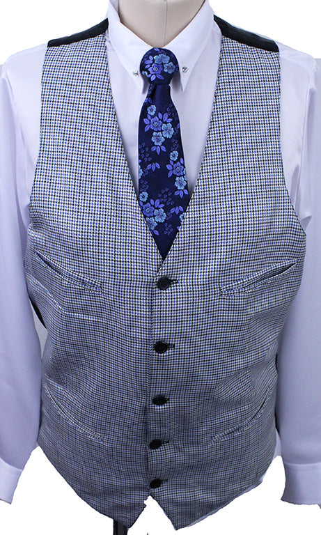 Men's Vest Carl Meyers Silver with Blue and Black Houndstooth