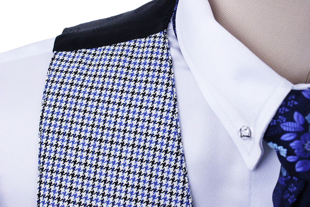 Men's Vest Carl Meyers Silver with Blue and Black Houndstooth