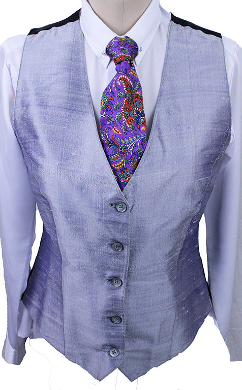 Vest LIY Reversible Lavender and Yellow Silk