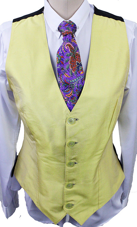Vest LIY Reversible Lavender and Yellow Silk