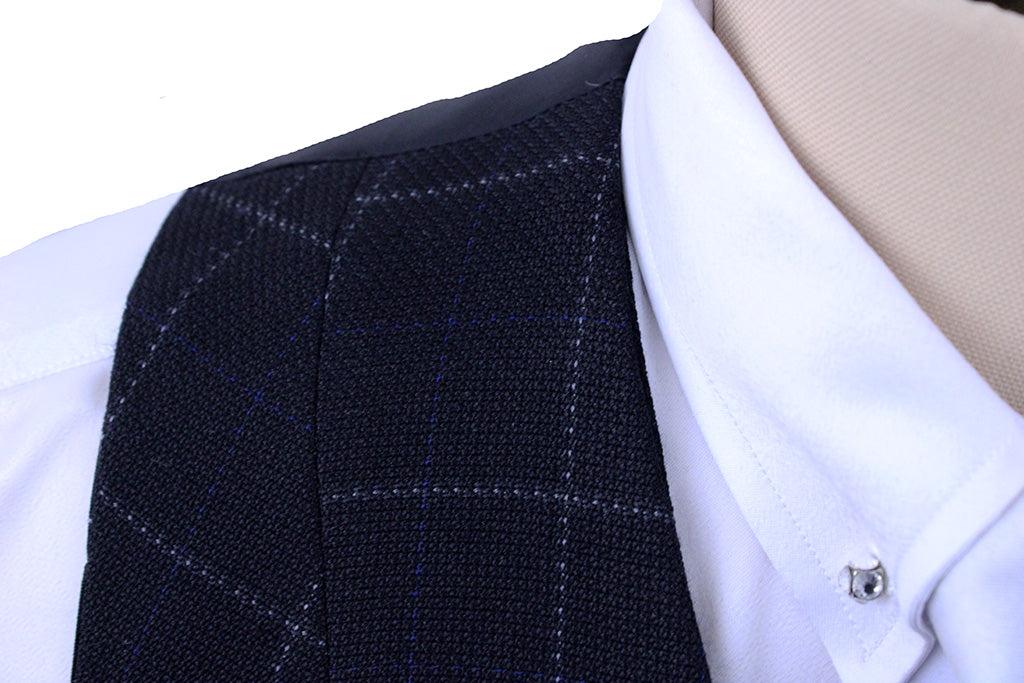 Vest Chavez Black with White Windowpane