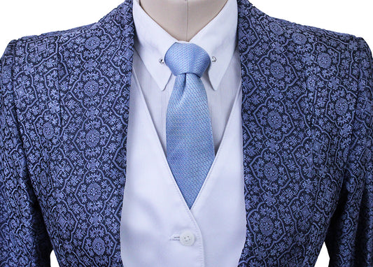 Day Coat Alden's Navy and Blue Medallion Brocade