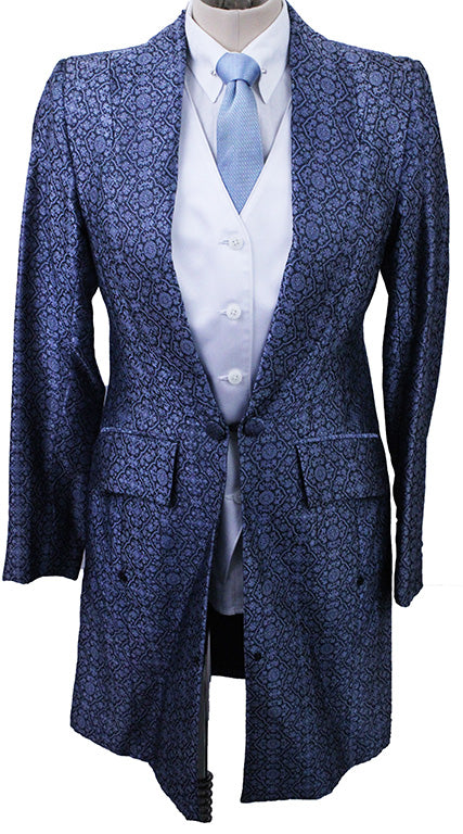 Day Coat Alden's Navy and Blue Medallion Brocade