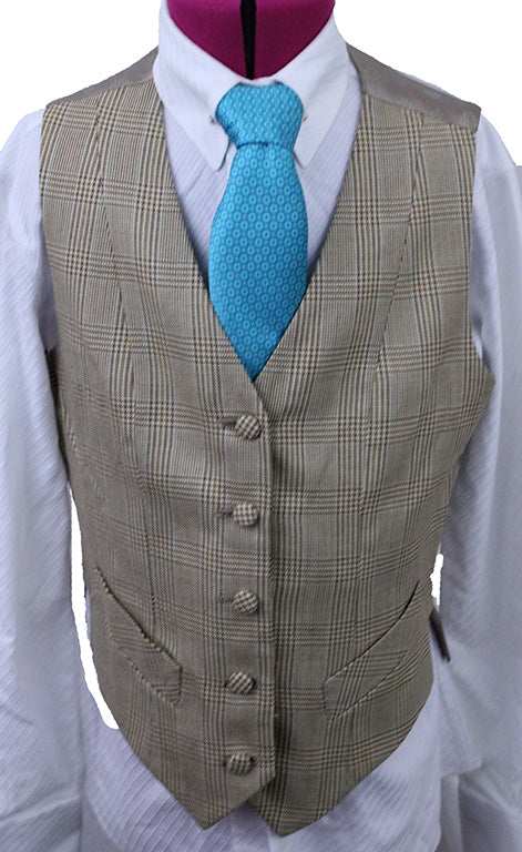 Vest Chavez Tan and Brown Glenplaid
