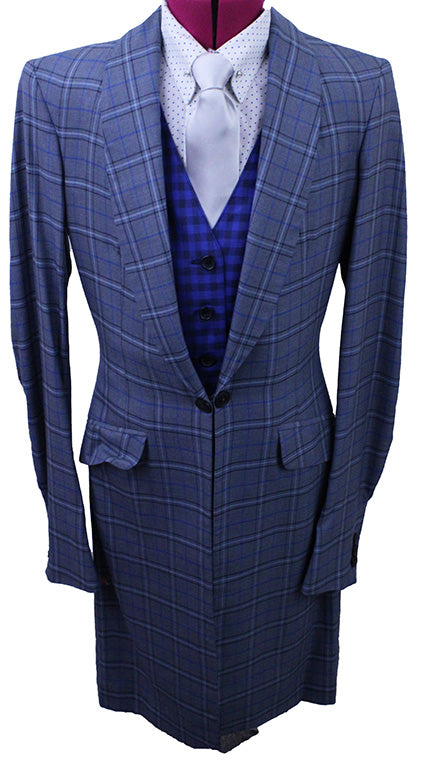 Day Coat Becker Brothers Silver with Blue and Black Windowpane