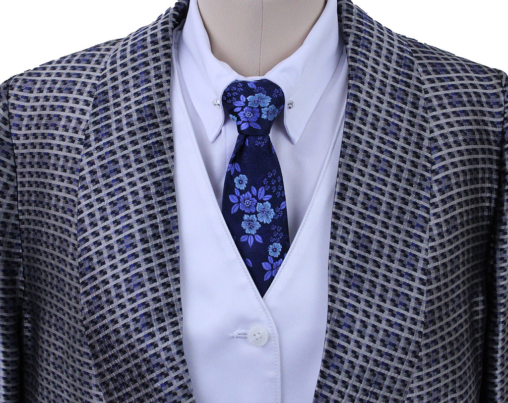 Day Coat Becker Brothers Silver, Black, and Sapphire Geometric Sheen
