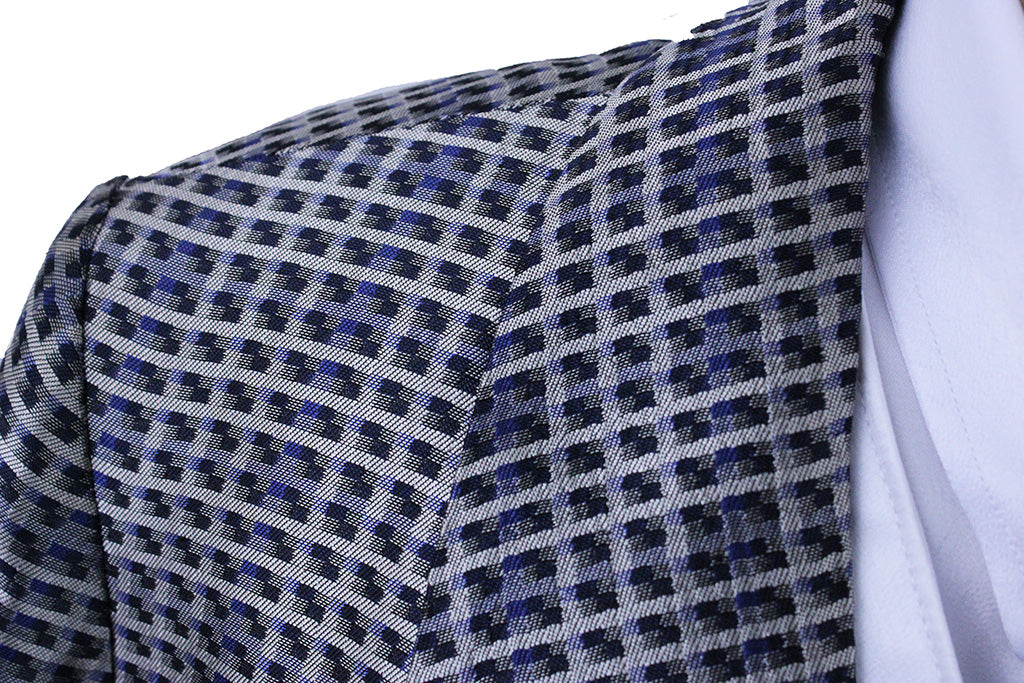 Day Coat Becker Brothers Silver, Black, and Sapphire Geometric Sheen