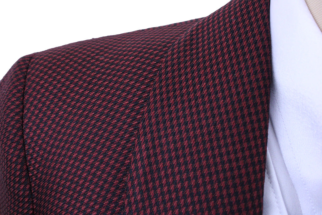 Day Coat Becker Brothers Scarlet and Black Houndstooth
