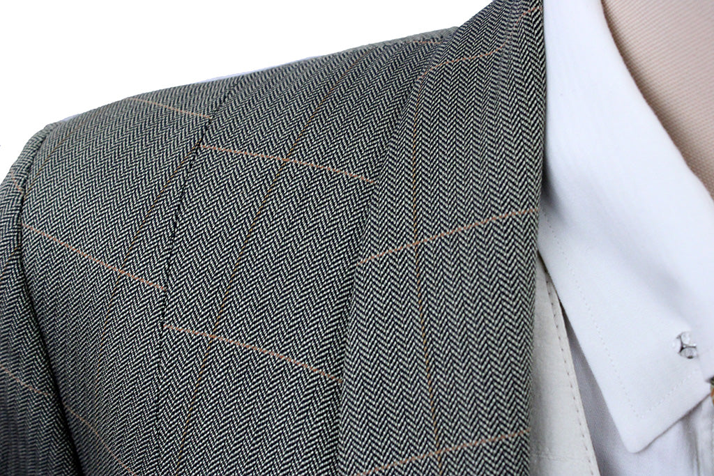 Day Coat Saddleseat Connection Sage Green with Gold and Copper Windowpane