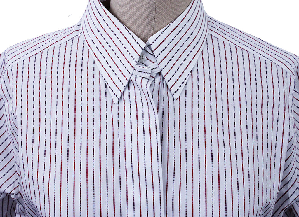Shirt Chavez White with Red and Maroon Pinstripe