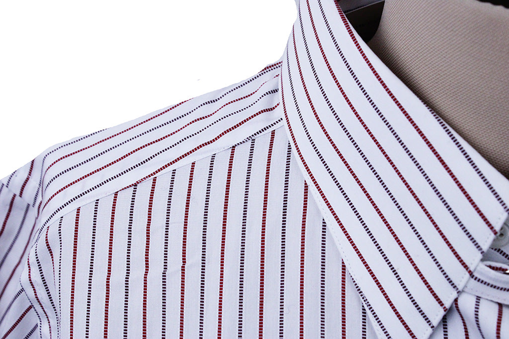 Shirt Chavez White with Red and Maroon Pinstripe