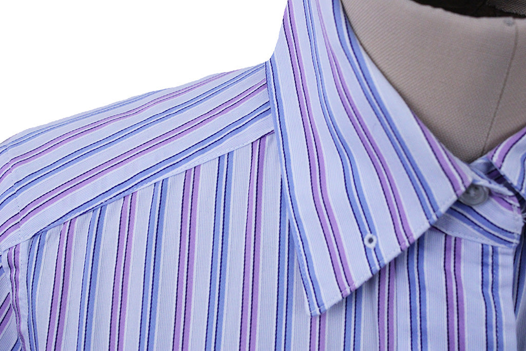 Shirt Becker Brothers Light Blue with Purple and Blue Pinstripe