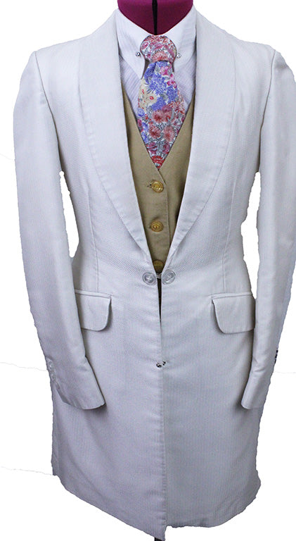 Day Coat Becker Brothers White Herringbone