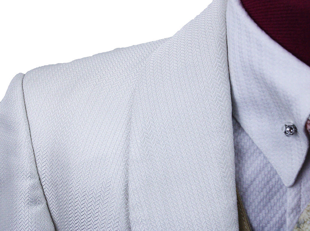 Day Coat Becker Brothers White Herringbone