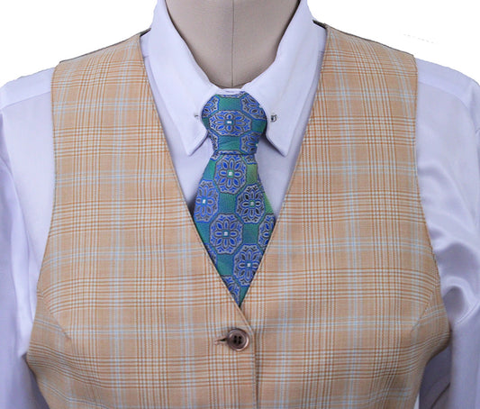 Vest Becker Brothers Tangerine with Blue Windowpane