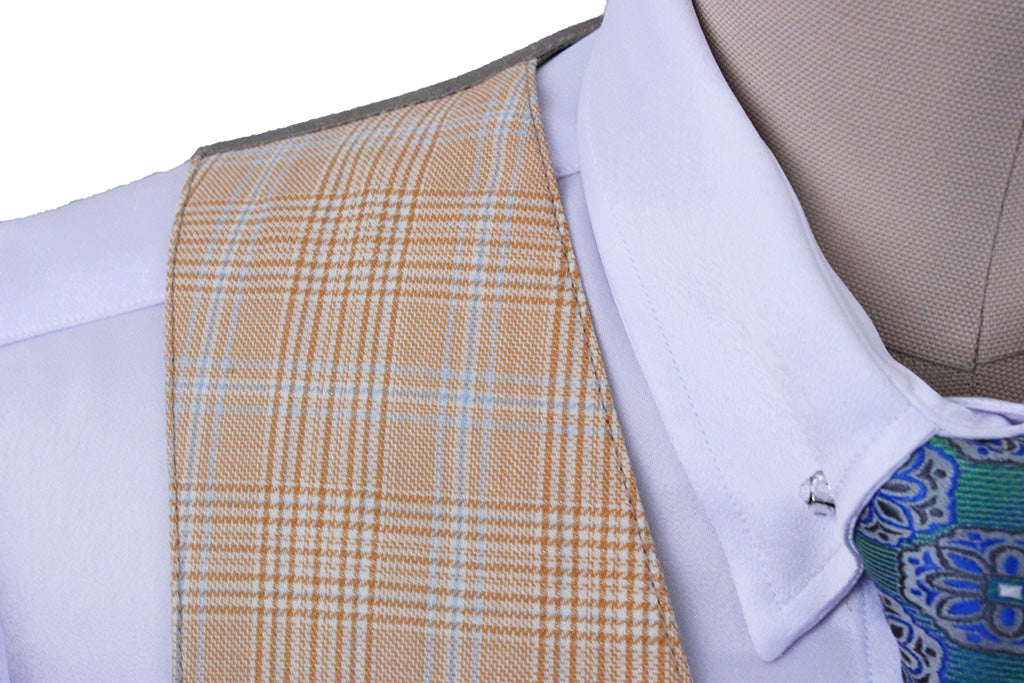 Vest Becker Brothers Tangerine with Blue Windowpane