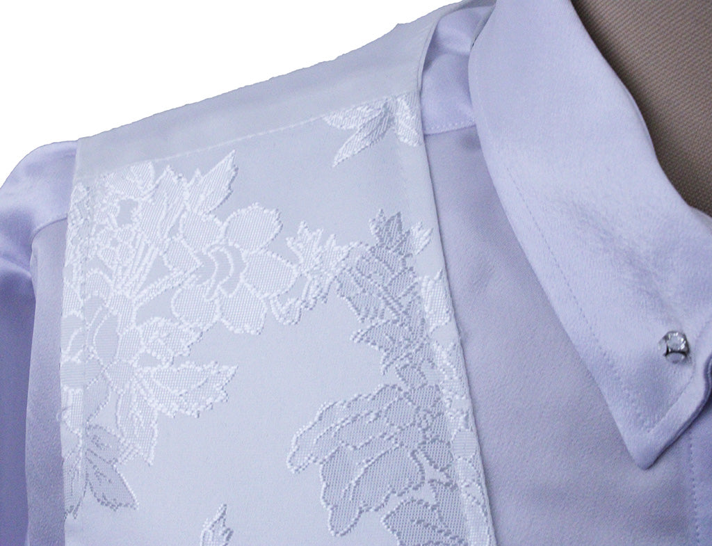 Vest Custom White Floral Brocade Sheen