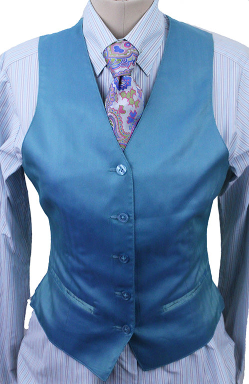 Vest Issued By Ellie May Aqua Herringbone Sheen