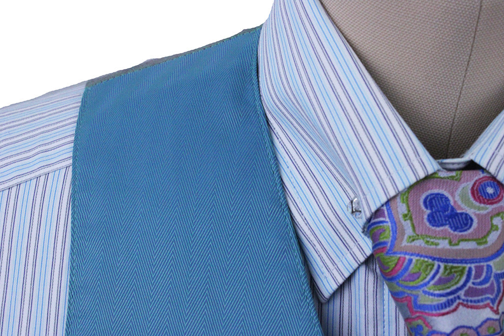 Vest Issued By Ellie May Aqua Herringbone Sheen