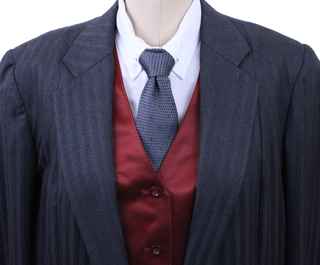 Day Suit Frierson Charcoal Shadow Stripe with Red Pinstripe