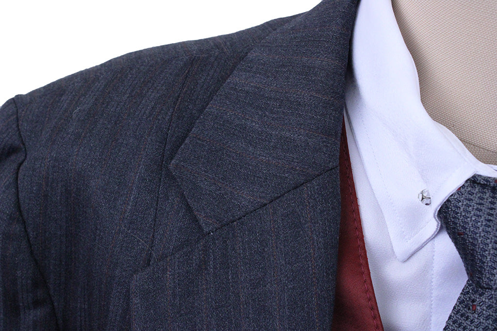Day Suit Frierson Charcoal Shadow Stripe with Red Pinstripe