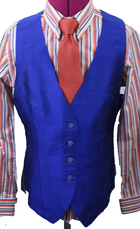 Vest Custom Royal Blue Silk
