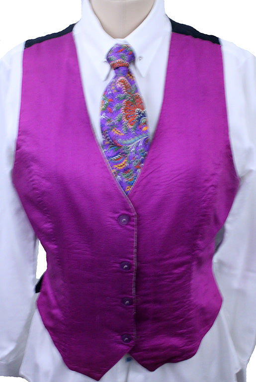 Vest Reversible Gold Brocade and Magneta