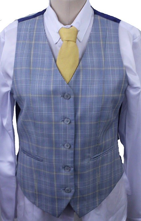 Vest Frierson Light Blue and Yellow Glenplaid