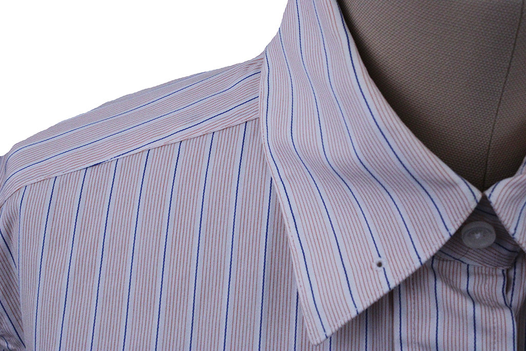 Shirt Becker Brothers Coral and Blue Pinstripe