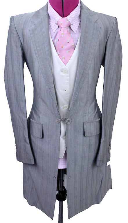 Day Suit Becker Brothers Silver Sheen Pinstripe