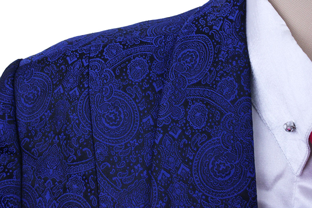 Day Coat Scintilla Black and Blue Medallion Brocade
