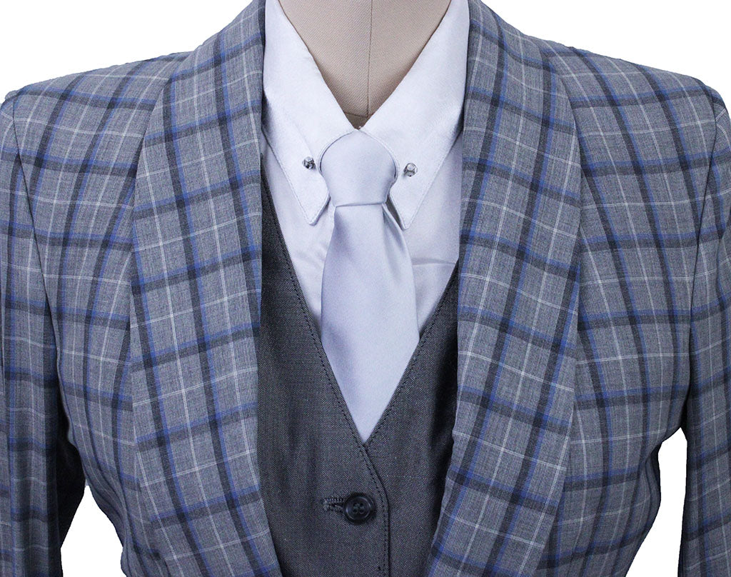 Day Coat Becker Brothers Silver and Blue Glenplaid