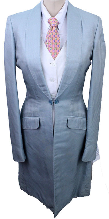 Day Coat Becker Brothers Aqua Herringbone Sheen