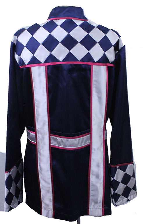 Road Silks Navy with White and Pink Diamond